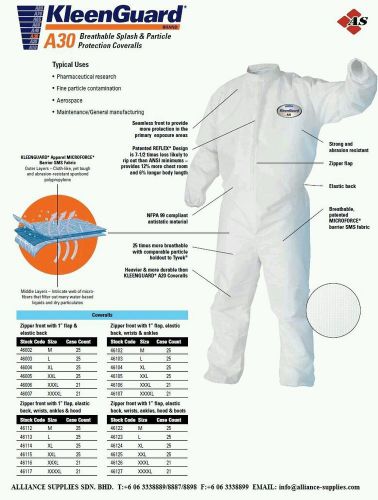 Kleenguard A30 disposable coveralls qty 25, size medium