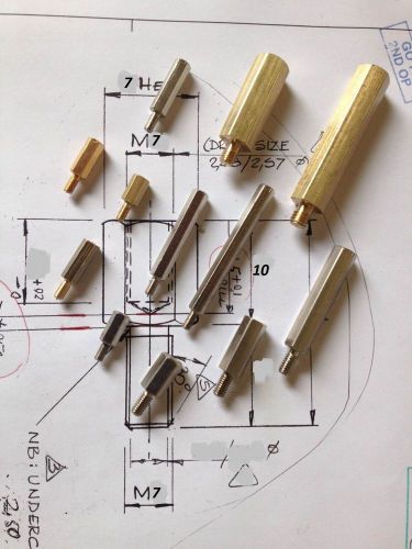 Standoff Spacer HEX 10  M7 Nickel plated / Brass 50/100/200 pieces