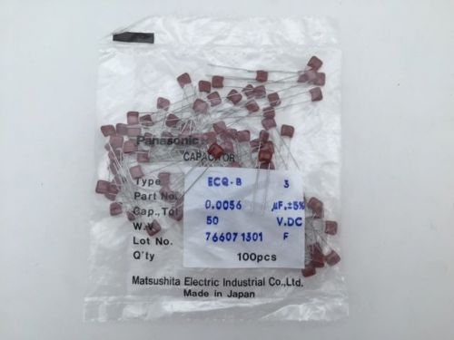 (50 pcs) ECQ-B1H562JF  Panasonic, 0.0056uF 50V 5%, Polyester Film Capacitor