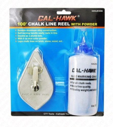 100&#039; Chalk Line Reel w/ Powder Includes 8oz Blue Chalk Bottle