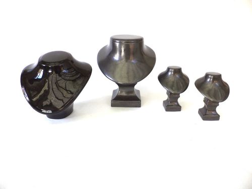 Lot of Ceramic jewelry displays, pedestals, black and grey, 4 pieces