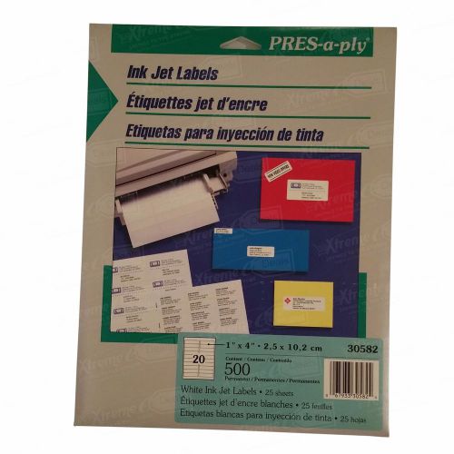 Pres-a-ply white ink jet labels 500 labels / 25 sheets 1”x 4” (30582) for sale