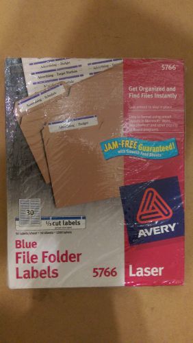 AVERY 5766 BLUE FILE FOLDER 1/3 CUT LABELS SELF ADHESIVE BOX of 49Sheets/1470