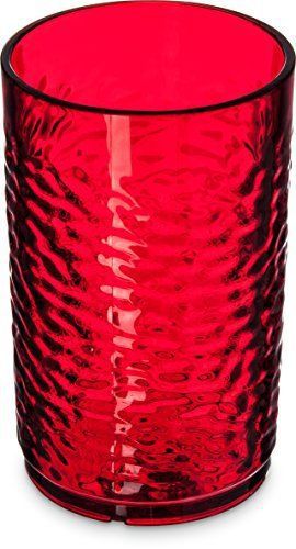 Carlisle 550910 Pebble Optic Plastic Tumbler, 9.5 Oz, Ruby Set of 24