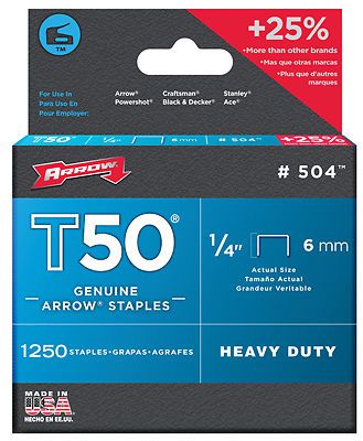 Arrow Fastener 504IP T50 Staples-1/4&#034; STAPLE