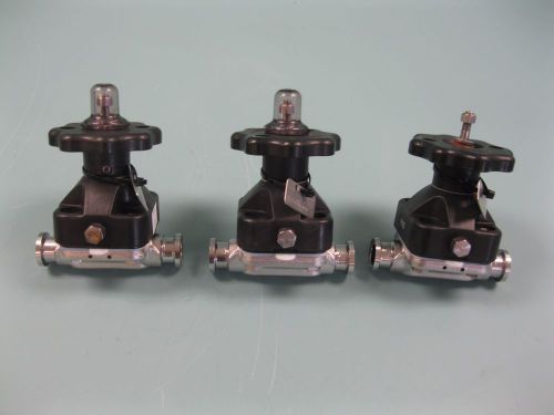 Lot (3) 3/4&#034; itt pure-flo ss .75-n-pn-963s sanitary diaphragm valve e8 (2053) for sale