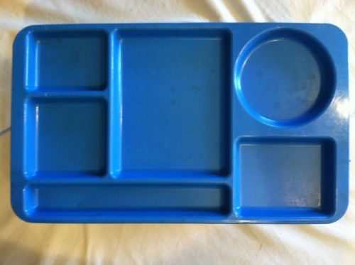 (12) 6 COMPARTMENT TRAYS PLASTIC 9&#034;X15&#034; BLUE 1 DOZEN # PTP-1