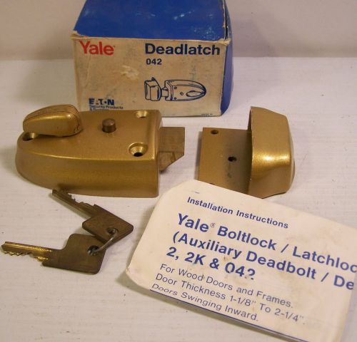 Yale heavy duty brass dead bolt door lock latch  042 keys hardware vintage for sale