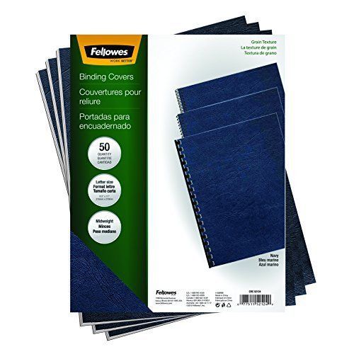 Fellowes Binding Grain Presentation Covers, Letter, Navy, 50 Pack (52124)