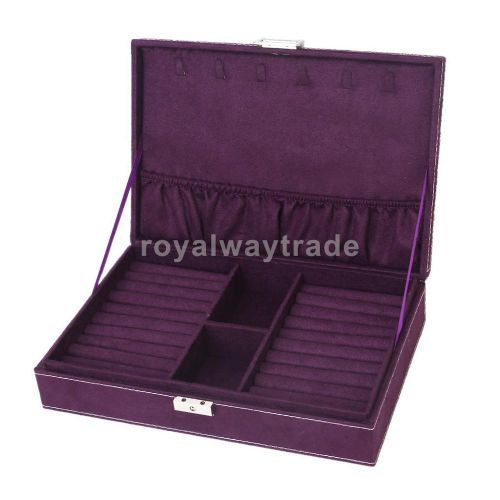 Jewelry Display Ring Earring Necklace Bracelet Cufflink Storage Box Lockable