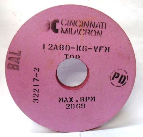 CINCINNATI MILACRON GRINDING WHEEL 12A80-K6-VFM, 12 X 3 X 1, RPM 2069