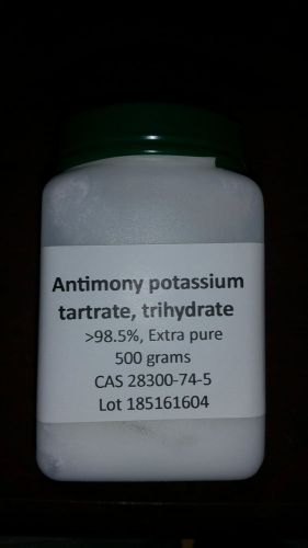 Antimony potassium tartrate, &lt;98.5%, extra pure, 500 gm for sale