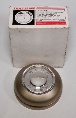 Honeywell T87F 2873 Heat Cool Round Thermostat Gold SPDT 40-90 F Scuffed