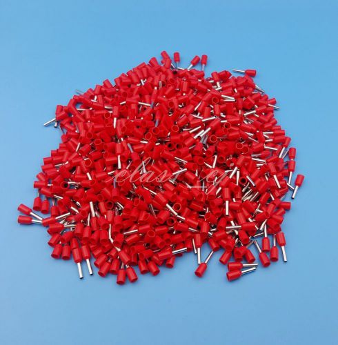 1000pcs red e1508 16awg tube pin pre-insulation wire crimp terminals for sale