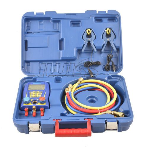 Digital testing manifolds refrigerant pressure vacuum gauge with 3 pcs 36 hose for sale