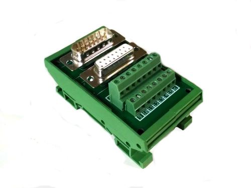 New DB15 D Sub Din Rail Mount Breakout Board Male / Female Connectors Serial CNC