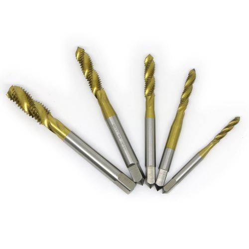 5pcs HSS TiN-Coated Metric Standard Spiral Flute Screw Tap Drill M3 M4 M5 M6 M8