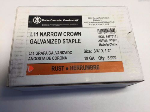 Boise Cascade  3/4 &#034; x  1/4 &#034; 18GA L11 Narrow Crown Galvanized Staples 5000ct 6487010