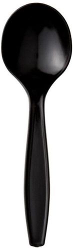 900 Monogram Black Plastic Soup Spoons Disposable Utensil Catering Restaurant