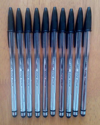 New original 10 x BIC cristal STYLUS ballpoint pen black ink for touch screen