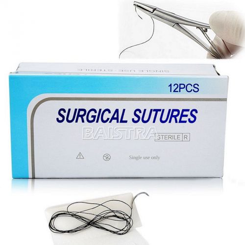 12pcs/box dental suture silk 3/0 braided 75cm surgical wound non absorbable hot for sale