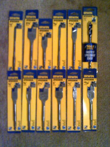 New in packs lot of 12 irwin speedbor bits.11 spade and 1 tri flute. for sale