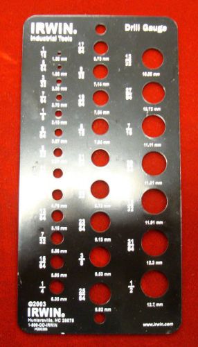 Irwin HG03305 1/16&#034; to 1/2&#034; 29 Hole Steel Drill Bit Gauge / SAE &amp; Metric