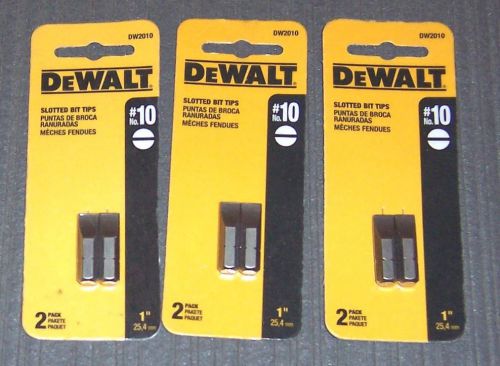 3 ea. 2 packs (6 bits) - DeWalt DW2010 # 10 Slotted Insert Bits