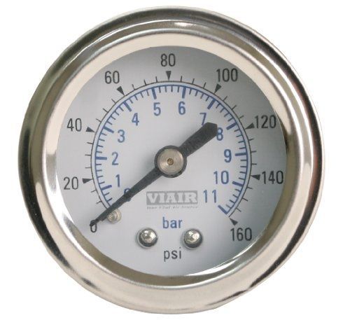 Viair 90084 White Face 1.5&#034; 160 PSI Single Needle Gauge