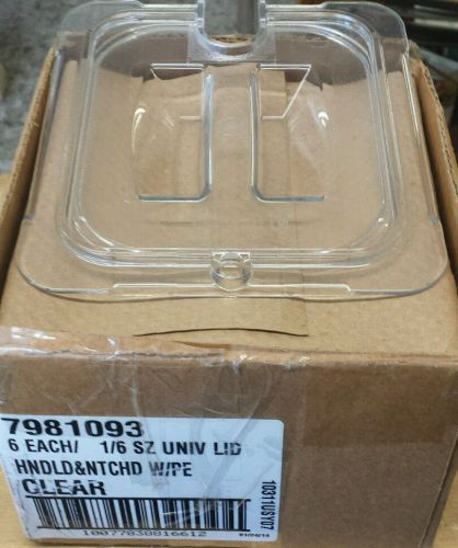 CAMBRO 7981093 hndld &amp; ntchd w/pe Lid, Sixth Size, Clear, PK 6