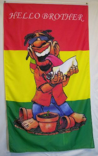 Rastaman Marijuana Blunt Flag 5&#039; X 3&#039; Hello Brother Series 4 Vertical Banner