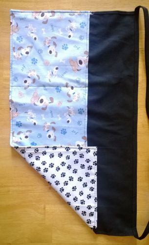 2 in 1 Reversible Dog Paws waitress half apron, server apron, waist 3 pocket