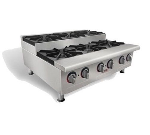 APW Wyott GHPS-6I-CE Champion Hotplate gas countertop (6) 28,000 BTU step-up...