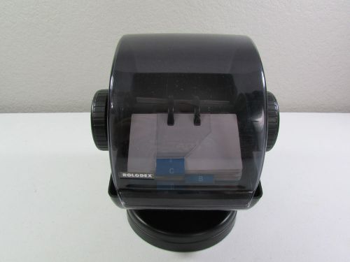 Black Executive ROLODEX Rotary Rotating Base Card Holder File &amp; Lid NSW24C