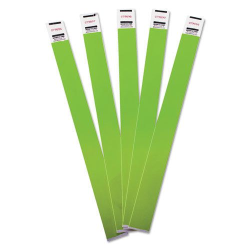 Crowd Management Wristbands, Sequentially Numbered, Green, 100/Pack