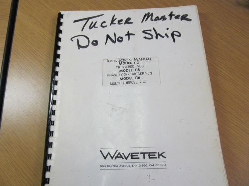Wavetek 112, 115,116  Voltage Controlled Generators Instr Manual w sch Rev 4/76