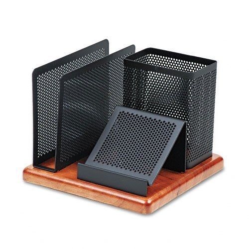 Sanford Rolodex Distinctions Desk Organizer, Metal/Wood, 5-7/8&#034; x 5-7/8&#034; x