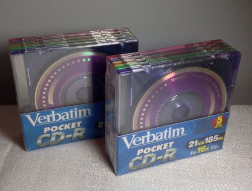 Two 5-Pack Verbatim Pocket Mini CD-R Diskettes 1x-16x MultiColor Jewel Cases NIP