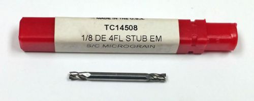 1/8&#034; 4-FLUTE DE CARBIDE END MILL, 1/4&#034; LOC, 1-1/2&#034; OAL, TITAN TC14508