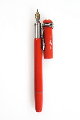 Mont blanc coral heritage foundation rouge + noir fountain pen in box for sale