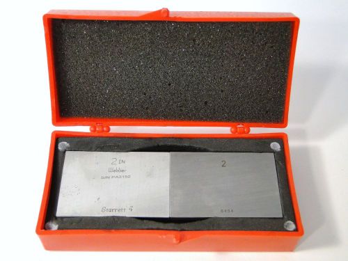 2 PC STARRETT WEBBER 2&#034; RECTANGULAR GAUGE / GAGE BLOCK SET IN CASE