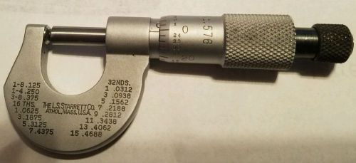 STARRETT NO. 576 ROUNDED ANVIL MICROMETER , 0 -1/2&#034; , .001&#034;