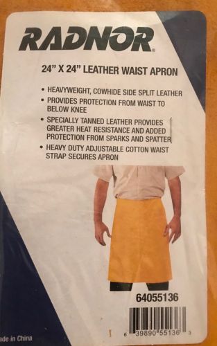 Ppe protection radnor 24&#034;x24&#034; inch welding welder leather apron cotton straps nr for sale