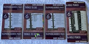 4 Pack of Day Runner 3  x 6  6 Ring Tele/Address Pages, To Do, 6 Hole Punch!