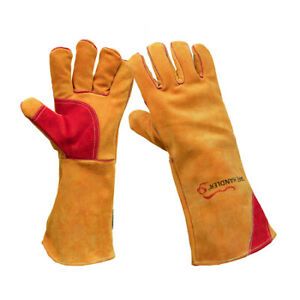 SAFE HANDLER SH-HDS-16-758-WGA Prime Welding 16&#034; Gloves,Brown/Red, PR