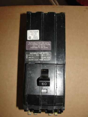 SQUARE D  CIRCUIT BREAKER  60 AMP 3 POLE USED