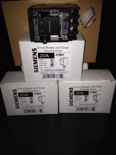 3 SIEMENS/ITE QSA2020SPD 20 AMP SURGE PROTECTIVE CIRCUIT BREAKERS...NEW