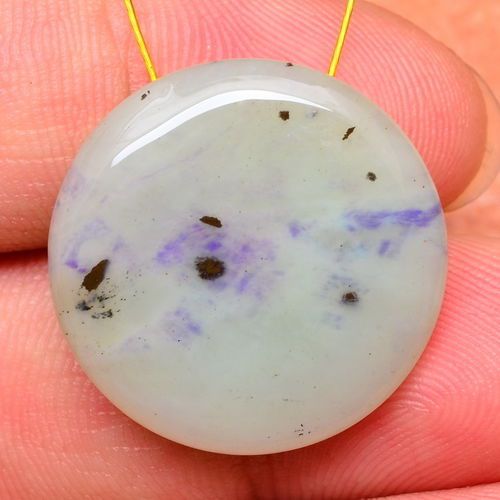 Fabulous! round natural purple flower jasper gemstone button 21x21x9mm for sale