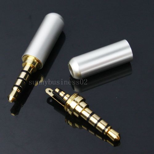 2pcs 4 Pole 3.5mm Male Repair headphone Jack Plug Metal Audio Soldering White