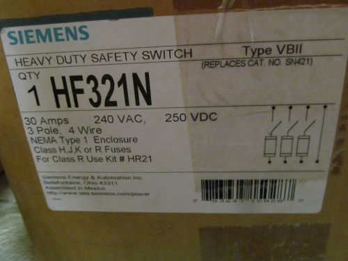 Siemens HF321N Disconnect 30 Amp 240 V 3 Pole Fusible